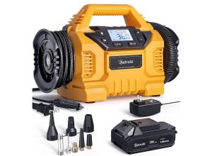 AstroAI Tire Inflator Air Compressor Cordless with 20V Rechargeable Li-ion Battery 150 PSI Portable Handheld Air Pump with 12 V